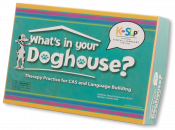 Engaging, structured therapy game to help children bridge speech motor coordination practice to expressive language skill development. Helps children produce a core vocabulary of nouns, practice pivot phrases, and engage in social language. Features the familiar Mutt Family characters. Use with 1 to 6 players.