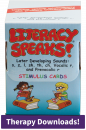 Incorporate orthographic instruction into your therapy sessions to remediate speech errors while supporting literacy and language skill development. Order includes stimulus cards, printables, and supportive activities to target the later developing sounds of /s, z, l, sh, th, ch, pre/vocalic r/.