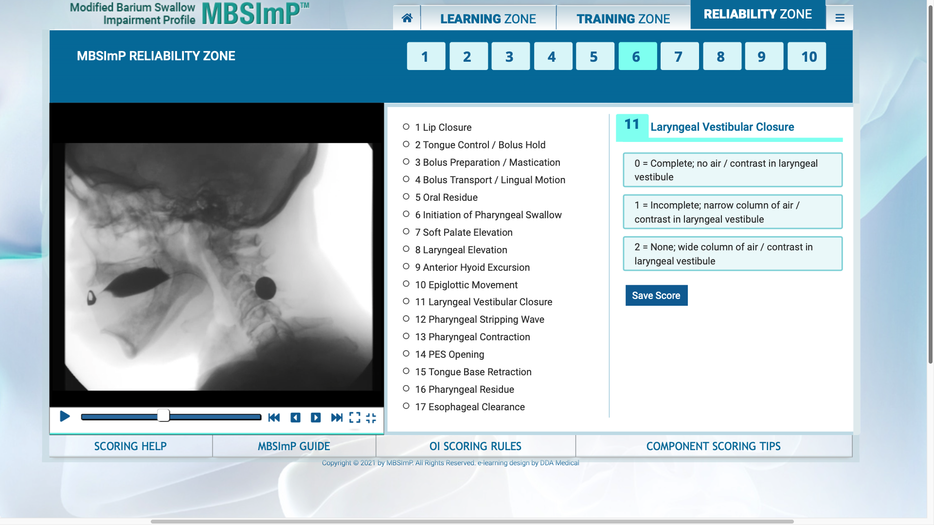 MBSImP - Training Zone - Laryngeal Vestibular Closure